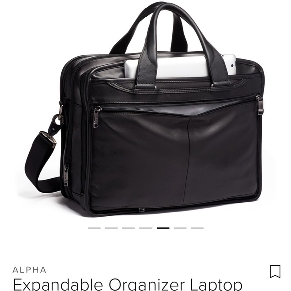 Tumi expandable leather laptop briefcase - Picture 2 of 7